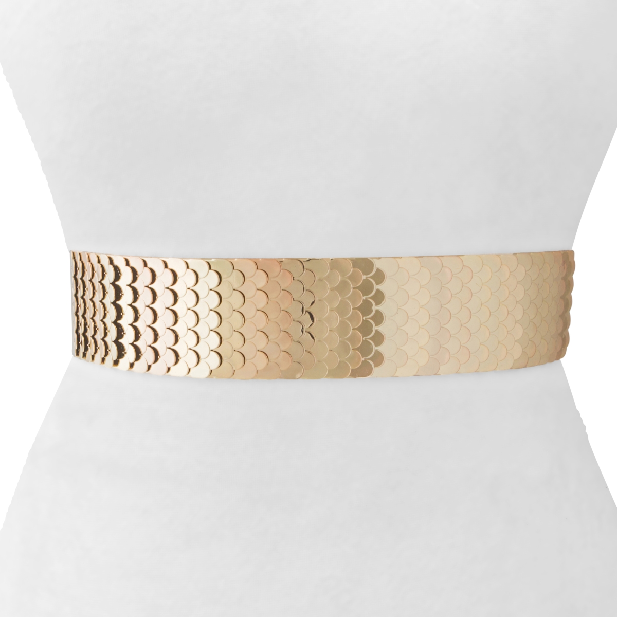 Picture of Two 12 Fashion SJ24GLD Womens Designer Center-Scaled Texturized Metallic Stretch Belt&#44; Gold - Small & Extra Large