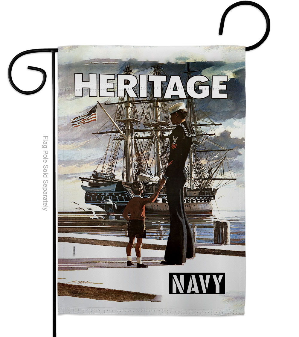 13 x 18.5 in. Heritage US Garden Flag with Armed Forces Navy Double-Sided Decorative Vertical Flags House Decoration Banner Yard Gift
