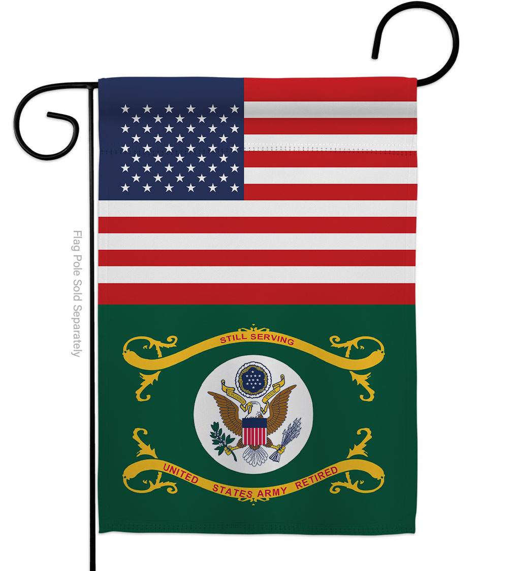 G142747-BO 13 x 18.5 in. US Retired Army Garden Flag with Armed Forces Double-Sided Decorative Vertical Flags House Decoration Banner Yard Gift