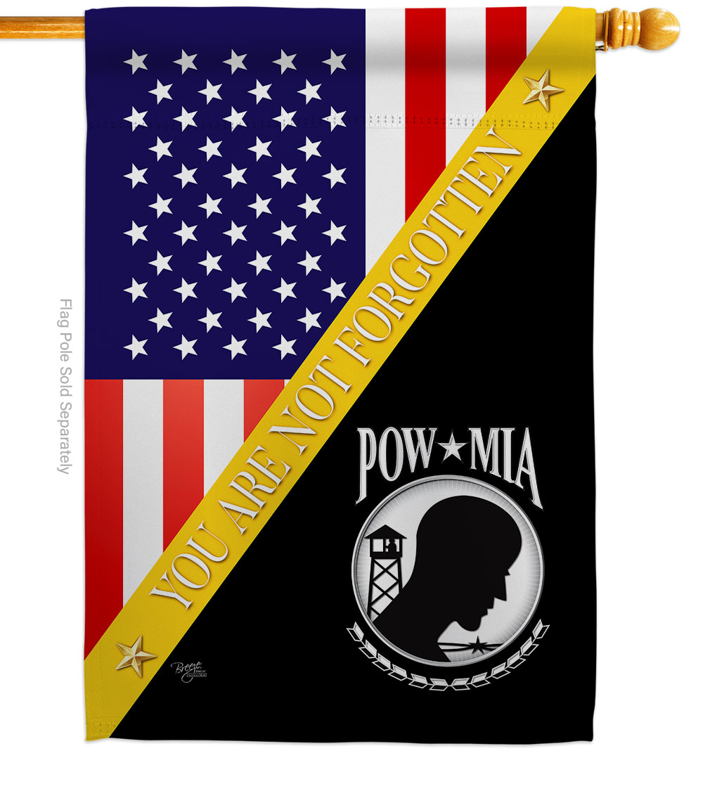 28 x 40 in. You Not Forgotten House Flag with Armed Forces Service Double-Sided Decorative Vertical Flags Decoration Banner Garden Yard Gift