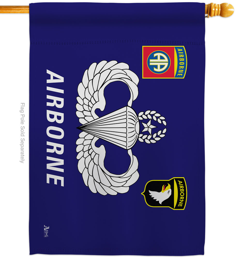 28 x 40 in. Airborne House Flag with Armed Forces Army Double-Sided Decorative Horizontal Flags Decoration Banner Garden Yard Gift