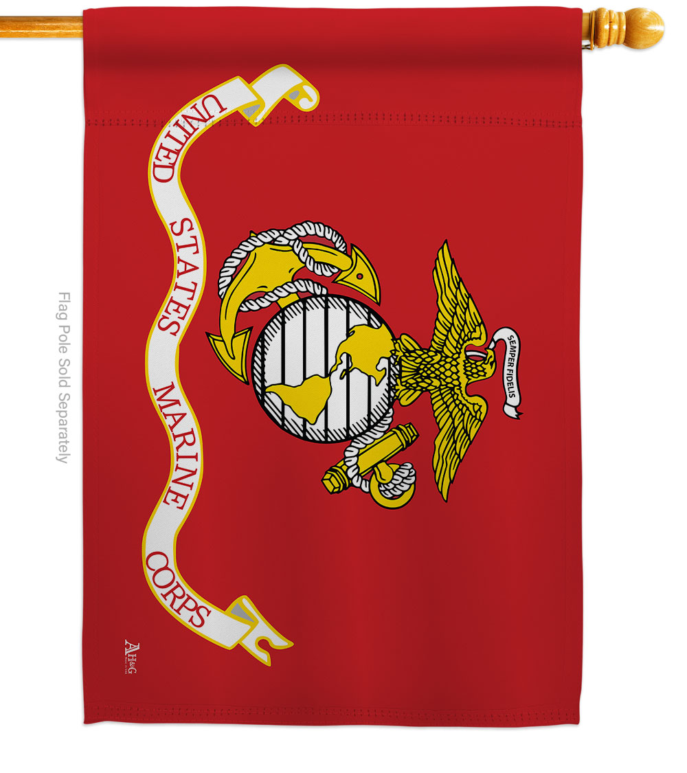 28 x 40 in. Marine Corps House Flag with Armed Forces Double-Sided Decorative Horizontal Flags Decoration Banner Garden Yard Gift
