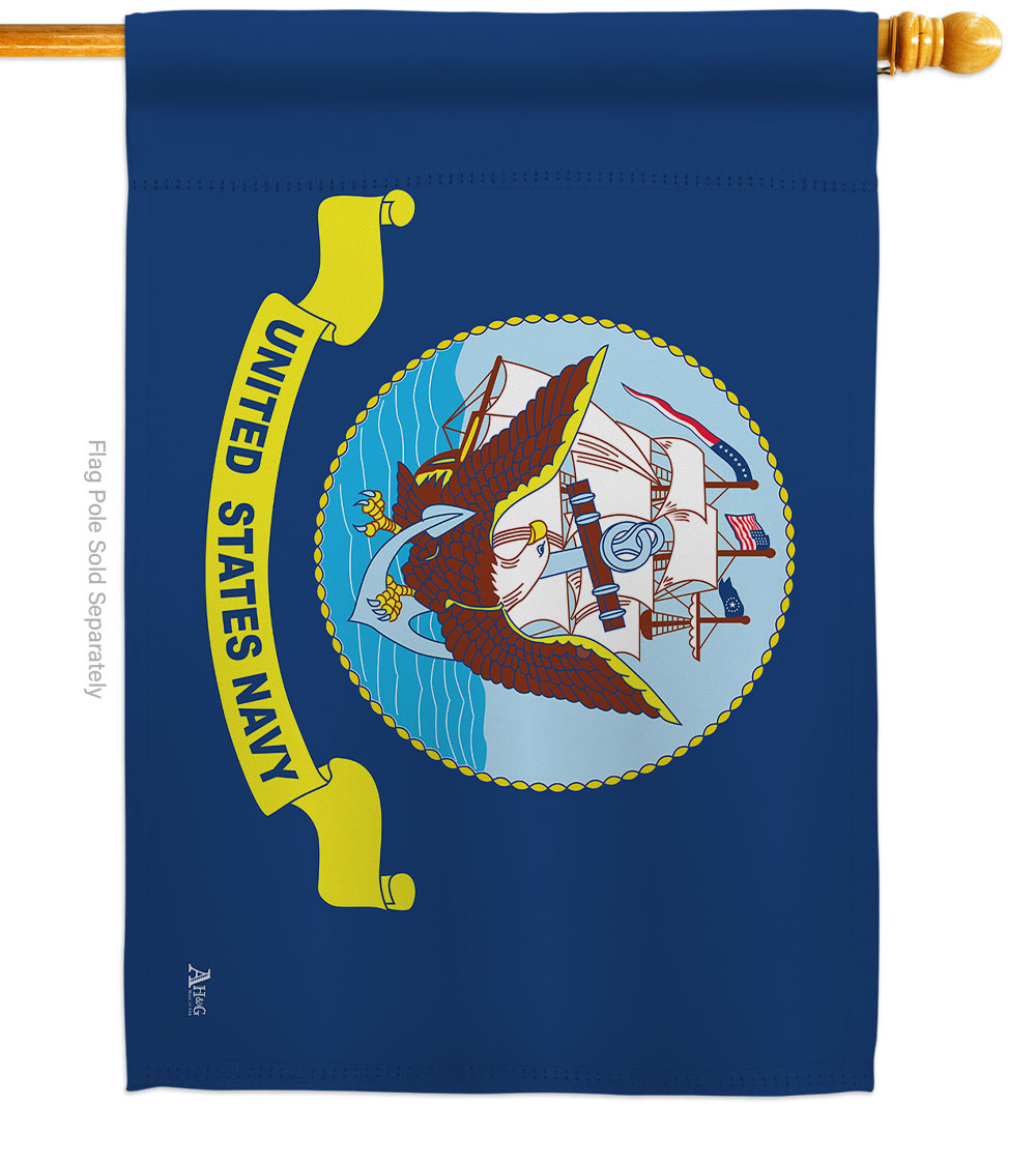 28 x 40 in. Navy House Flag with Armed Forces Double-Sided Decorative Horizontal Flags Decoration Banner Garden Yard Gift