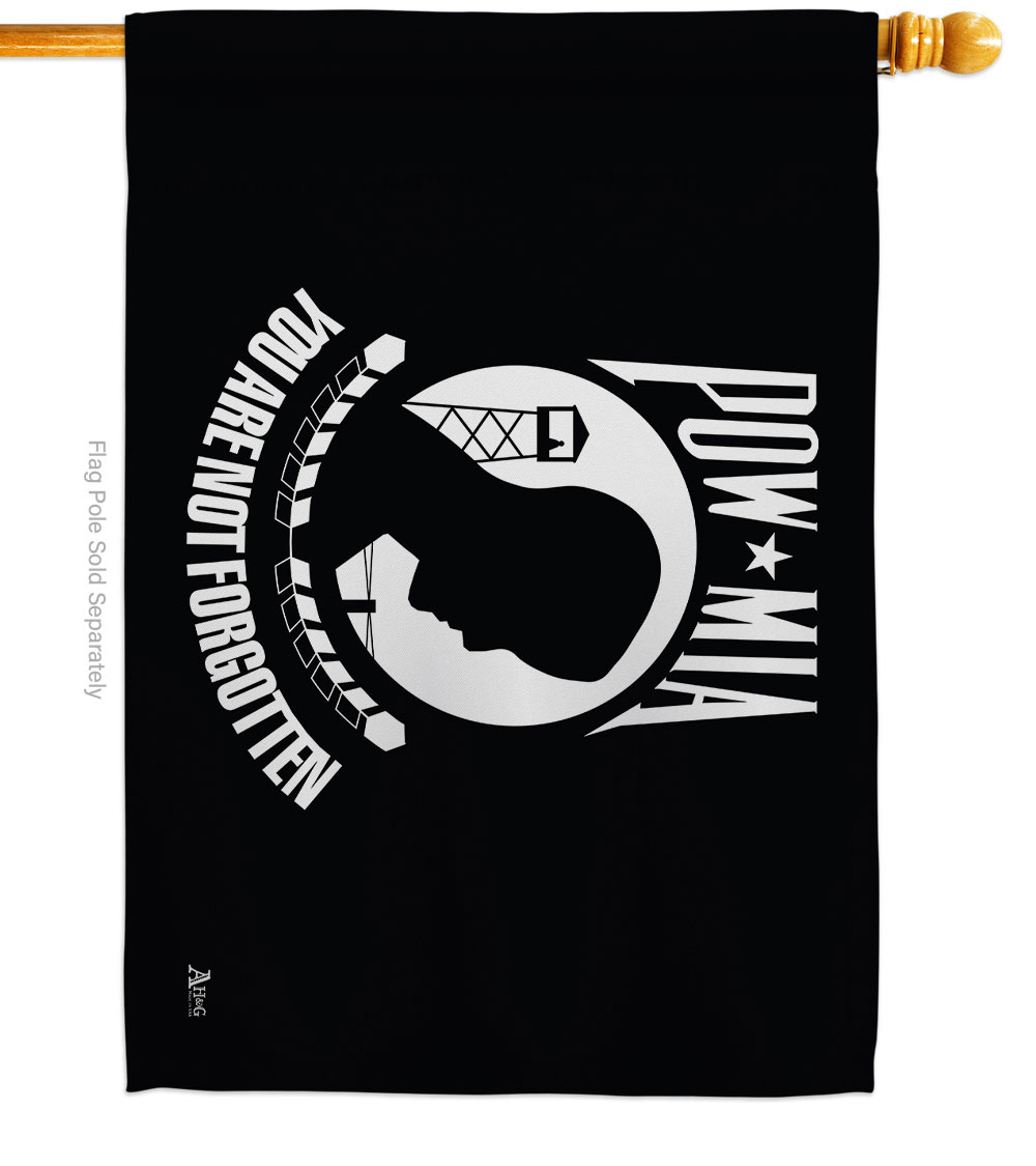 28 x 40 in. POW & MIA House Flag with Armed Forces Service Double-Sided Decorative Horizontal Flags Decoration Banner Garden Yard Gift