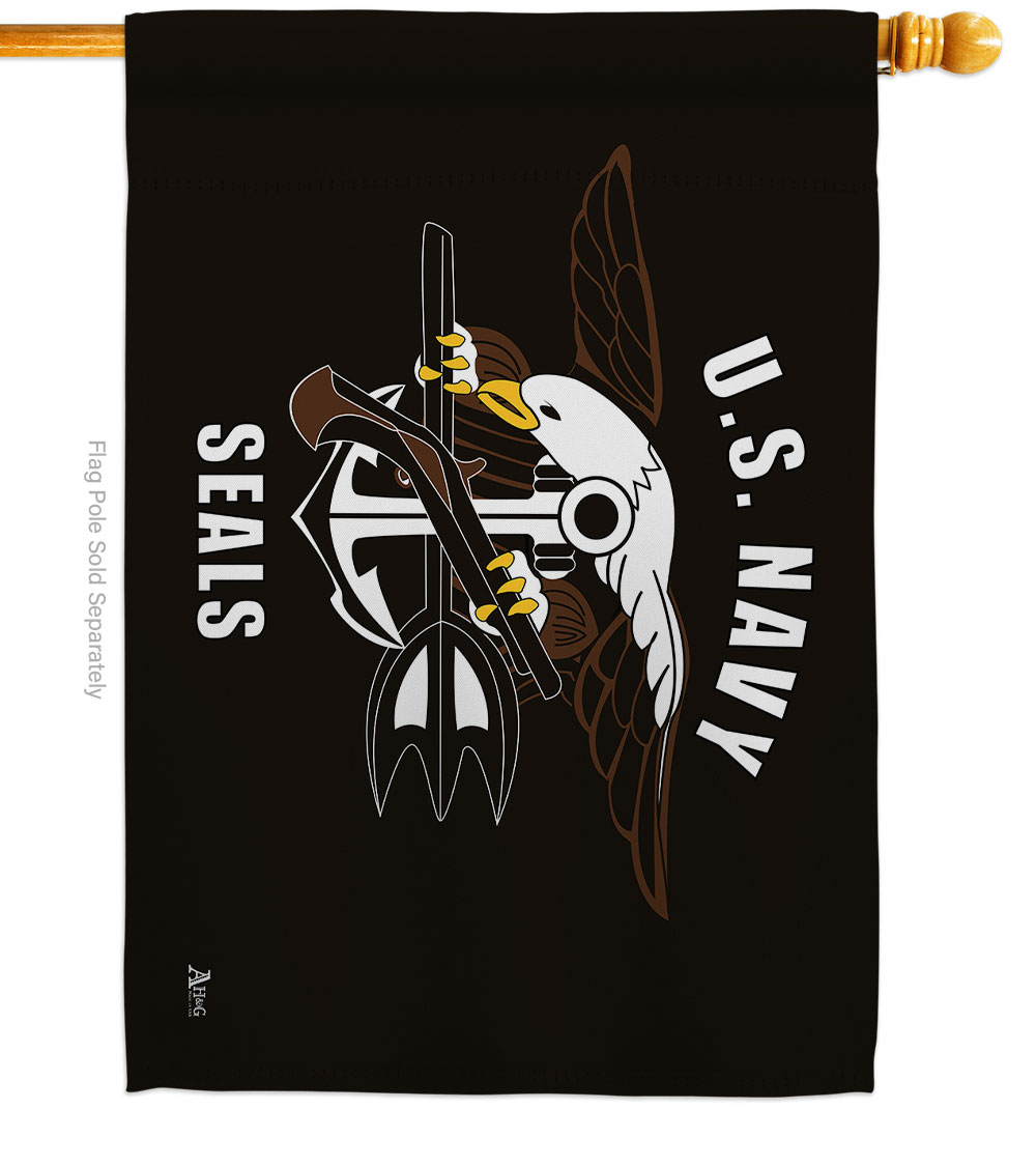 28 x 40 in. Navy Seals House Flag with Armed Forces Double-Sided Decorative Horizontal Flags Decoration Banner Garden Yard Gift