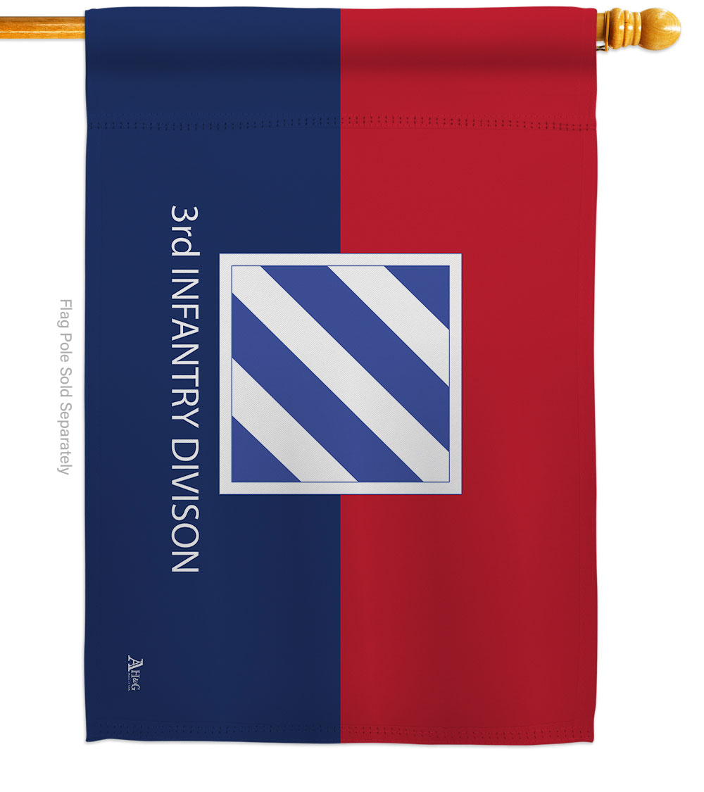 28 x 40 in. 3rd Infantry Division House Flag with Armed Forces Army Double-Sided Decorative Horizontal Flags Decoration Banner Garden Yard Gift