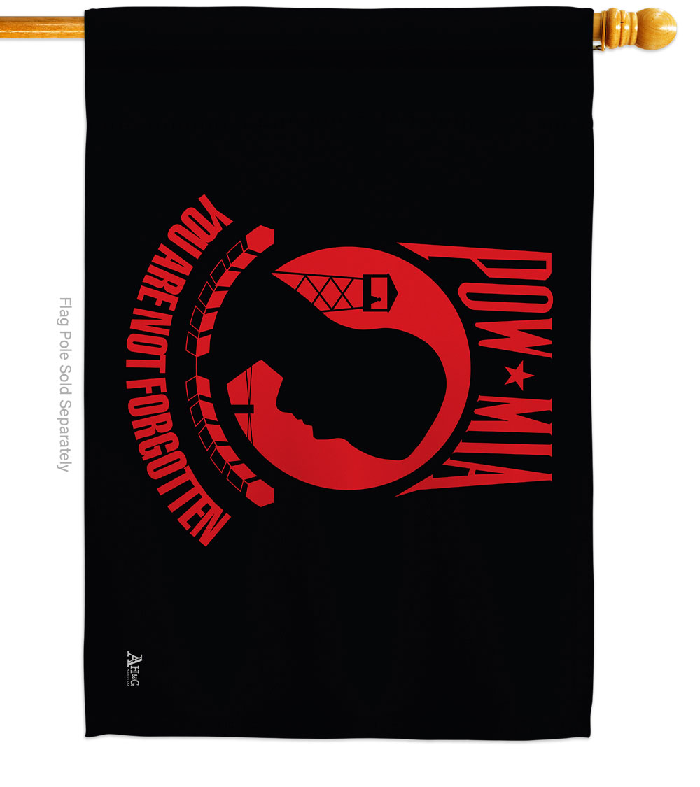 28 x 40 in. Red POW & MIA House Flag with Armed Forces Service Double-Sided Decorative Horizontal Flags Decoration Banner Garden Yard Gift