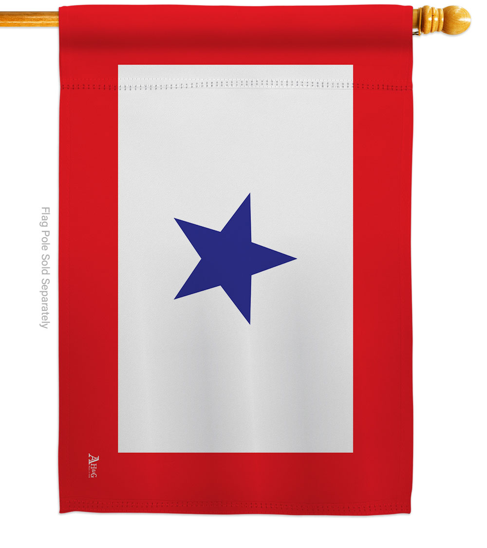 28 x 40 in. Blue Star House Flag with Armed Forces Service Double-Sided Decorative Horizontal Flags Decoration Banner Garden Yard Gift