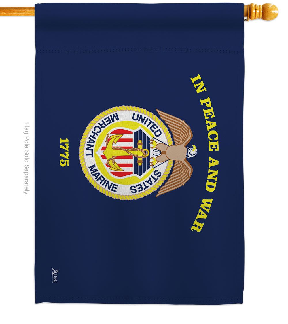 28 x 40 in. Merchant Marine House Flag with Armed Forces Corps Double-Sided Decorative Horizontal Flags Decoration Banner Garden Yard Gift