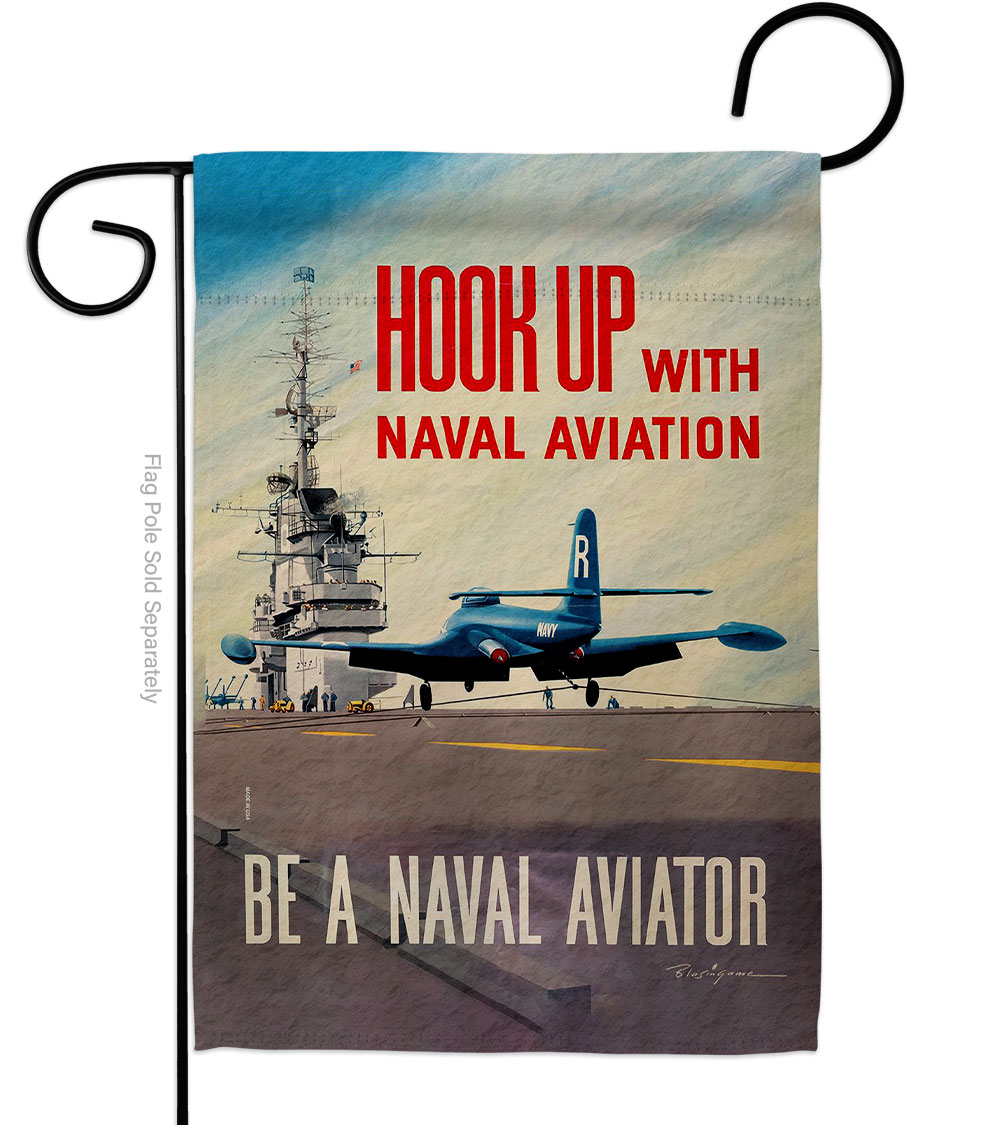 13 x 18.5 in. Hook Up Naval Aviation Garden Flag with Armed Forces Navy Double-Sided Decorative Vertical Flags House Decoration Banner Yard Gift