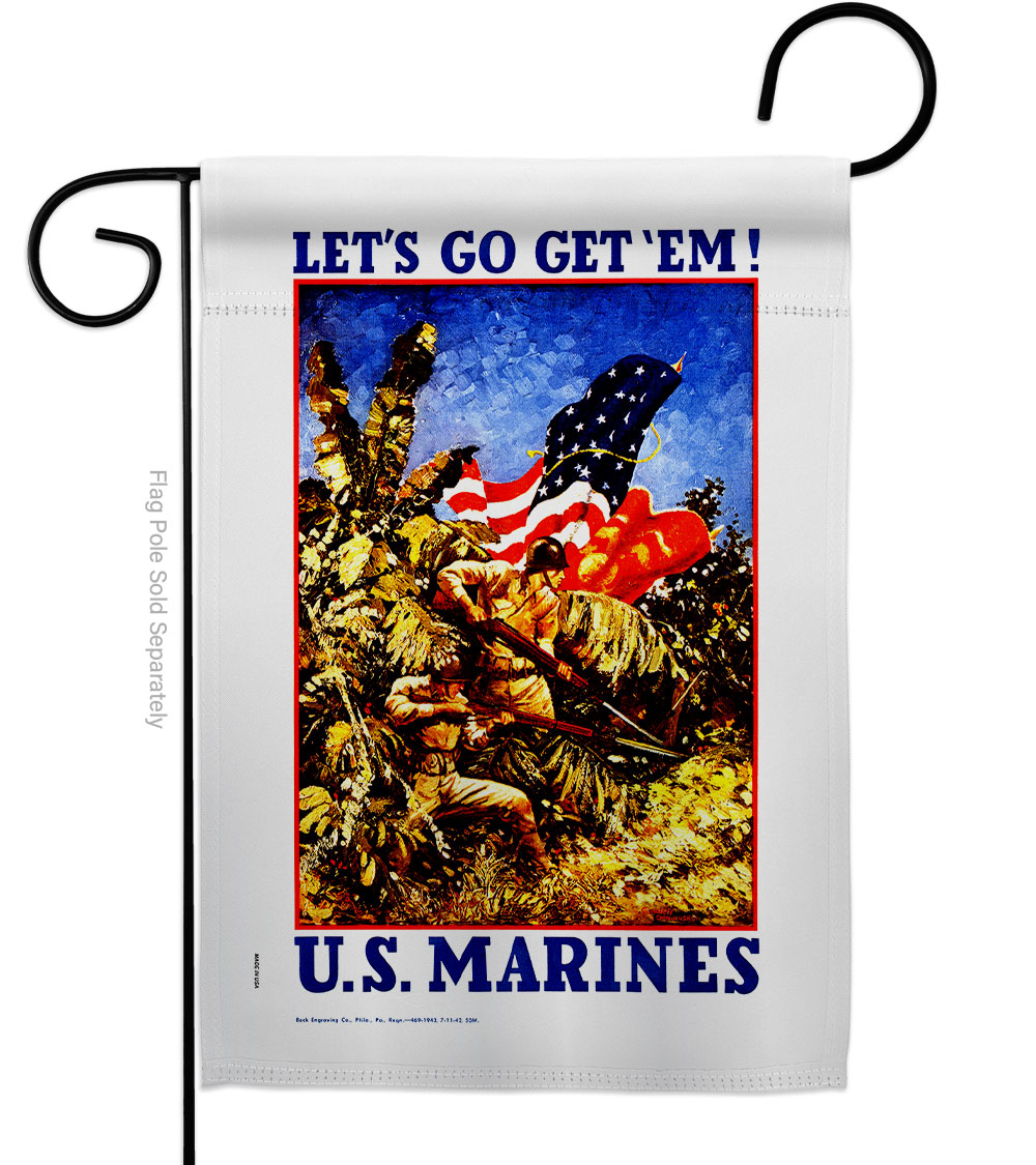 13 x 18.5 in. Lets Go Get EM Garden Flag with Armed Forces Marine Corps Double-Sided Decorative Vertical Flags House Decoration Banner Yard Gift