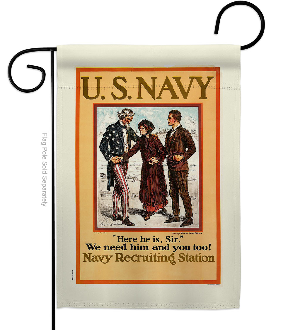 13 x 18.5 in. Navy Recruiting Station Garden Flag with Armed Forces Double-Sided Decorative Vertical Flags House Decoration Banner Yard Gift