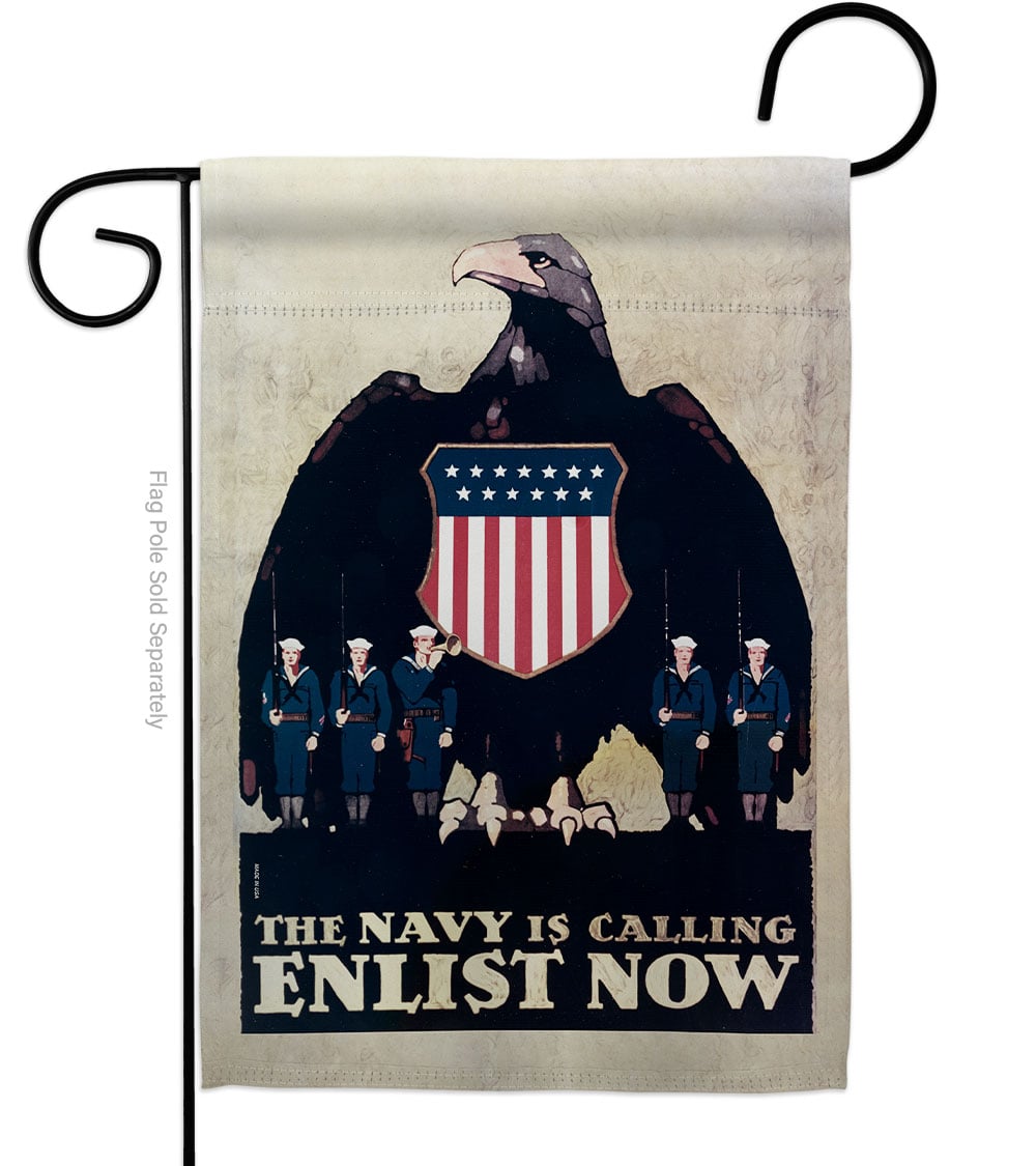 13 x 18.5 in. Calling Enlist Now Garden Flag with Armed Forces Navy Double-Sided Decorative Vertical Flags House Decoration Banner Yard Gift