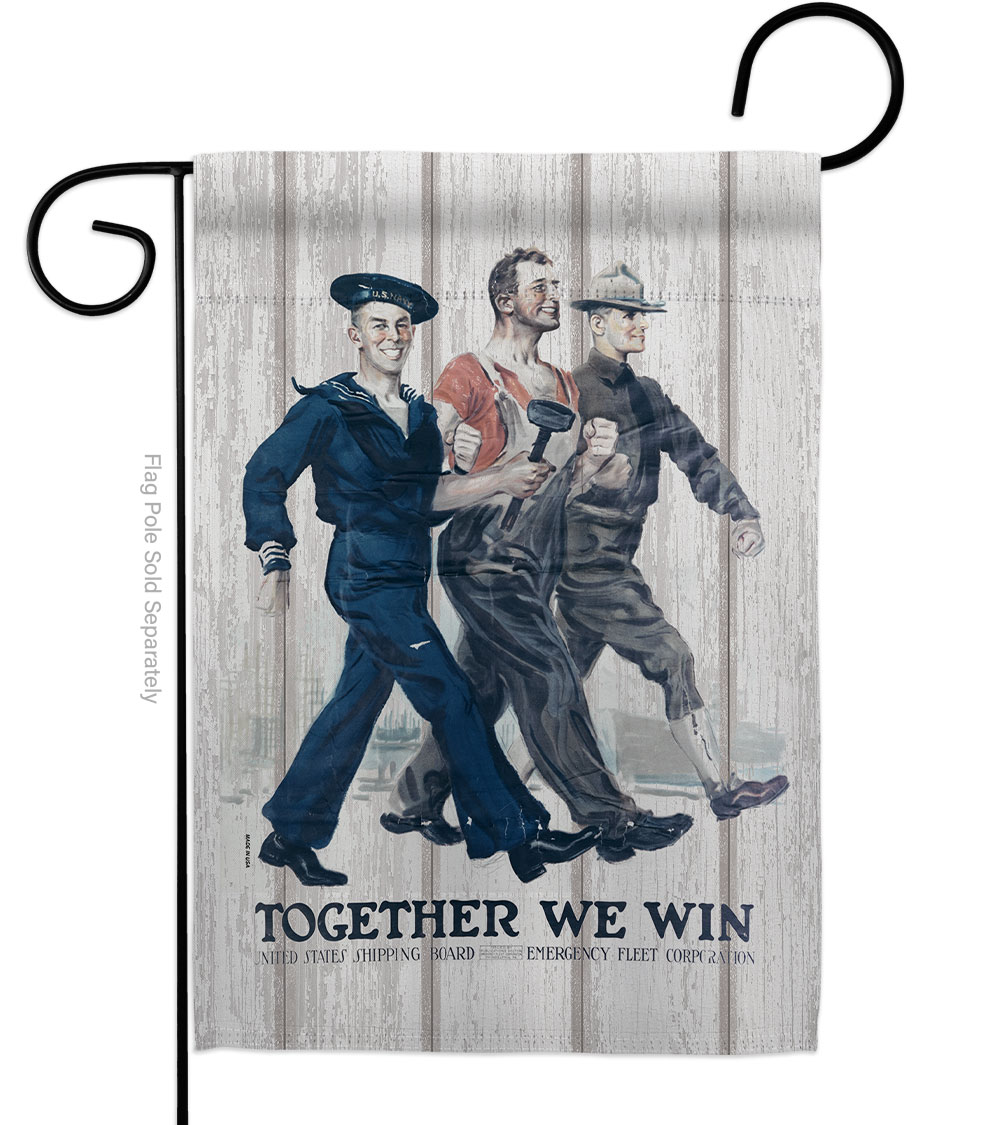 13 x 18.5 in. Together We Win Garden Flag with Armed Forces Navy Double-Sided Decorative Vertical Flags House Decoration Banner Yard Gift