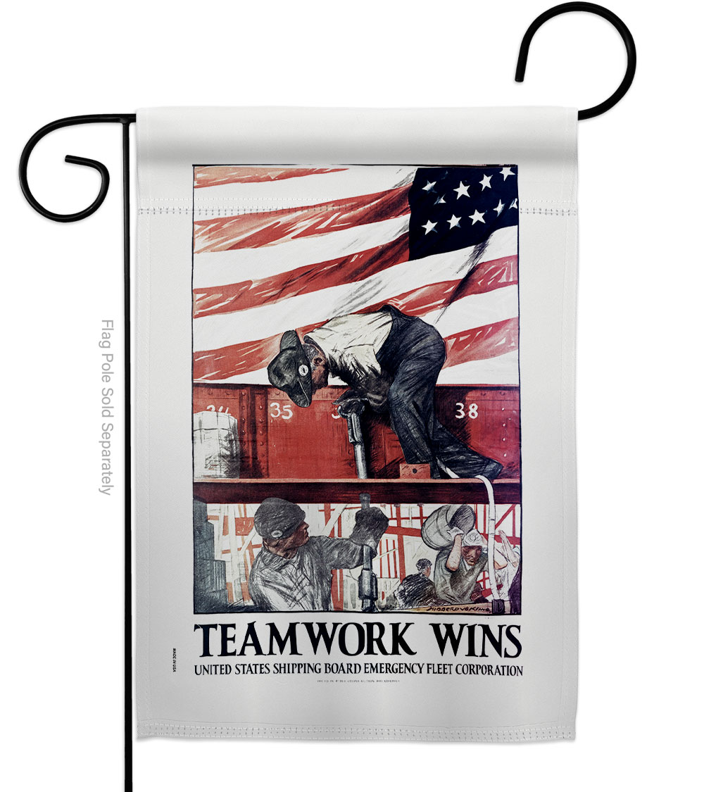 13 x 18.5 in. Teamwork Wins Garden Flag with Armed Forces Navy Double-Sided Decorative Vertical Flags House Decoration Banner Yard Gift