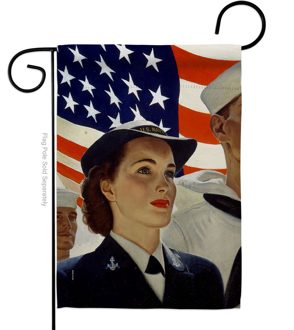 13 x 18.5 in. Navy Waves Garden Flag with Armed Forces Double-Sided Decorative Vertical Flags House Decoration Banner Yard Gift