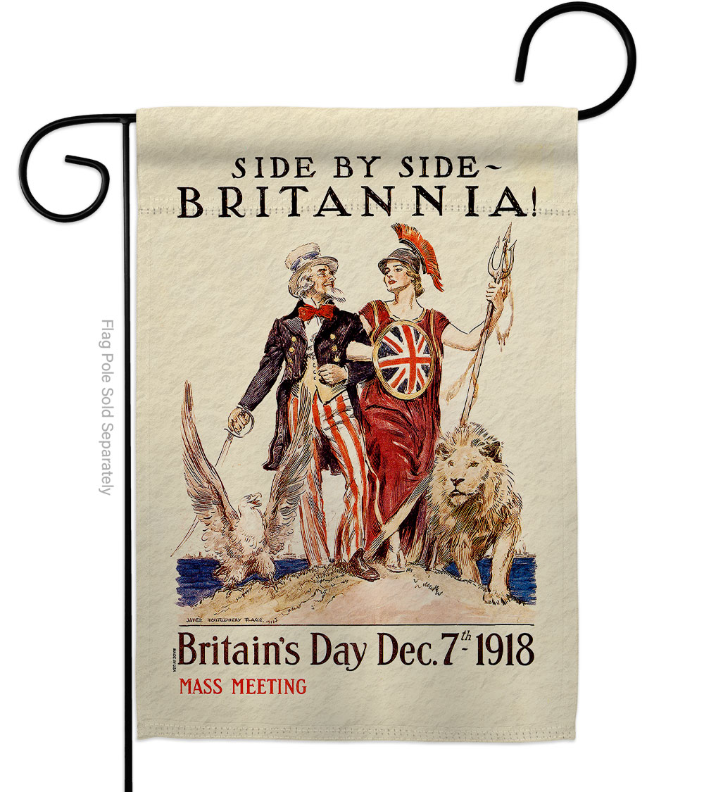 13 x 18.5 in. Side by Britannia Garden Flag with Armed Forces Service Double-Sided Decorative Vertical Flags House Decoration Banner Yard Gift