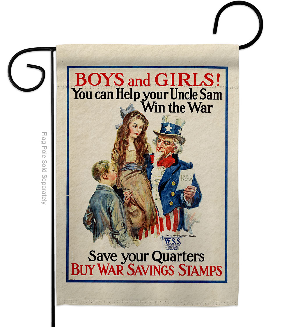 13 x 18.5 in. Uncle Sam Win the War Garden Flag with Armed Forces Service Double-Sided Decorative Vertical Flags House Decoration Banner Yard Gift