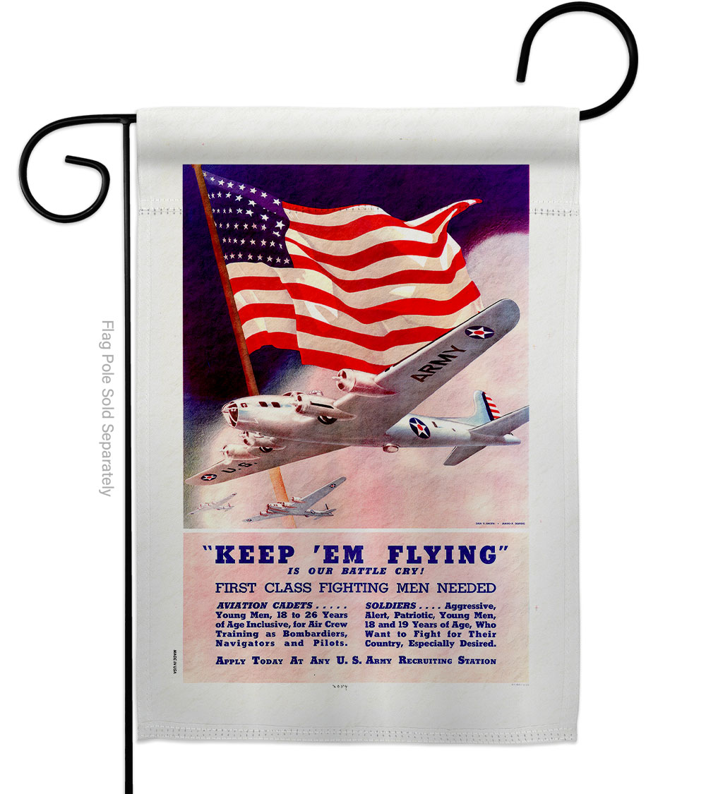 13 x 18.5 in. Keep em Flying Garden Flag with Armed Forces Army Double-Sided Decorative Vertical Flags House Decoration Banner Yard Gift