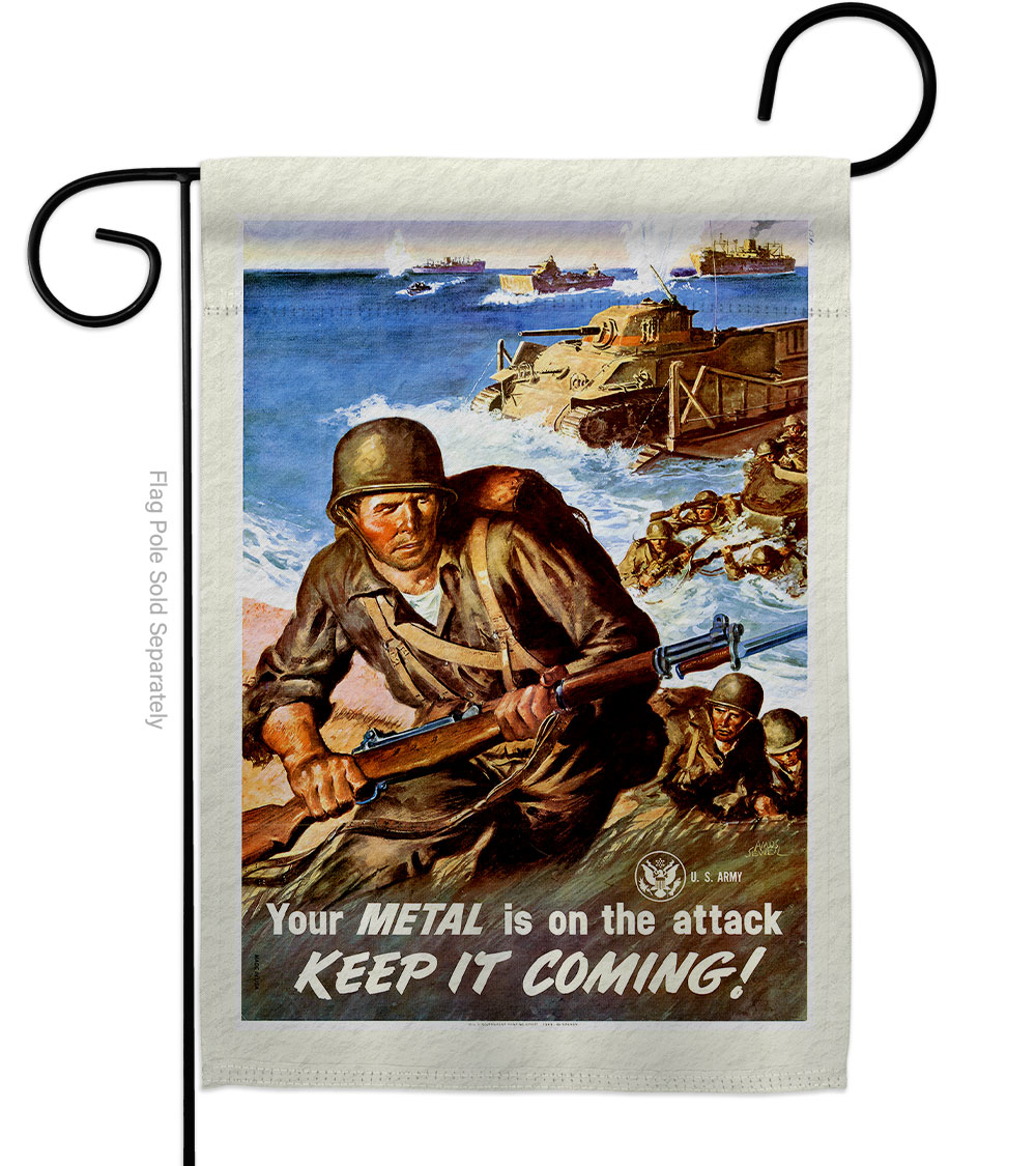 13 x 18.5 in. Keep It Coming Garden Flag with Armed Forces Army Double-Sided Decorative Vertical Flags House Decoration Banner Yard Gift