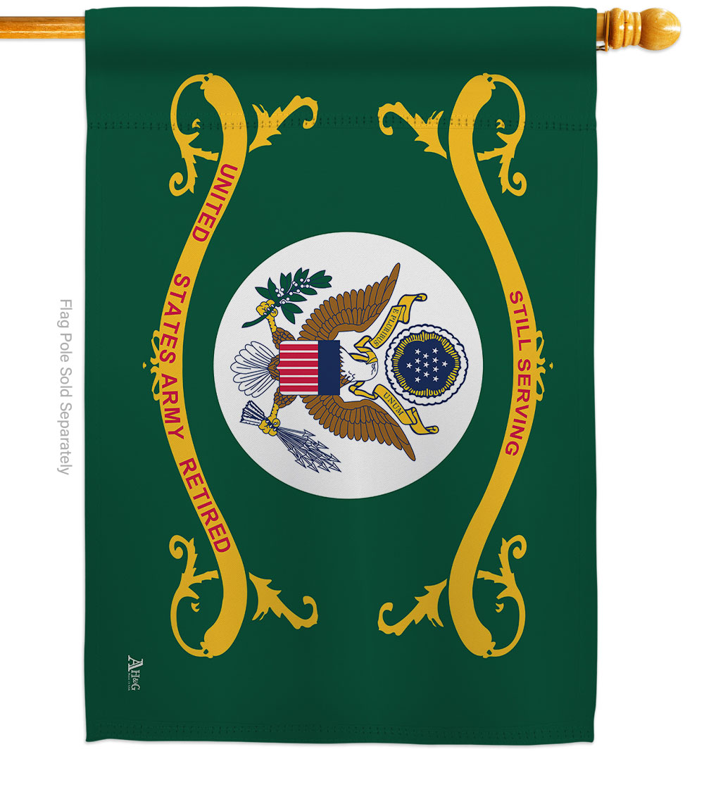 28 x 40 in. Retired Army House Flag with Armed Forces Double-Sided Decorative Horizontal Flags Decoration Banner Garden Yard Gift