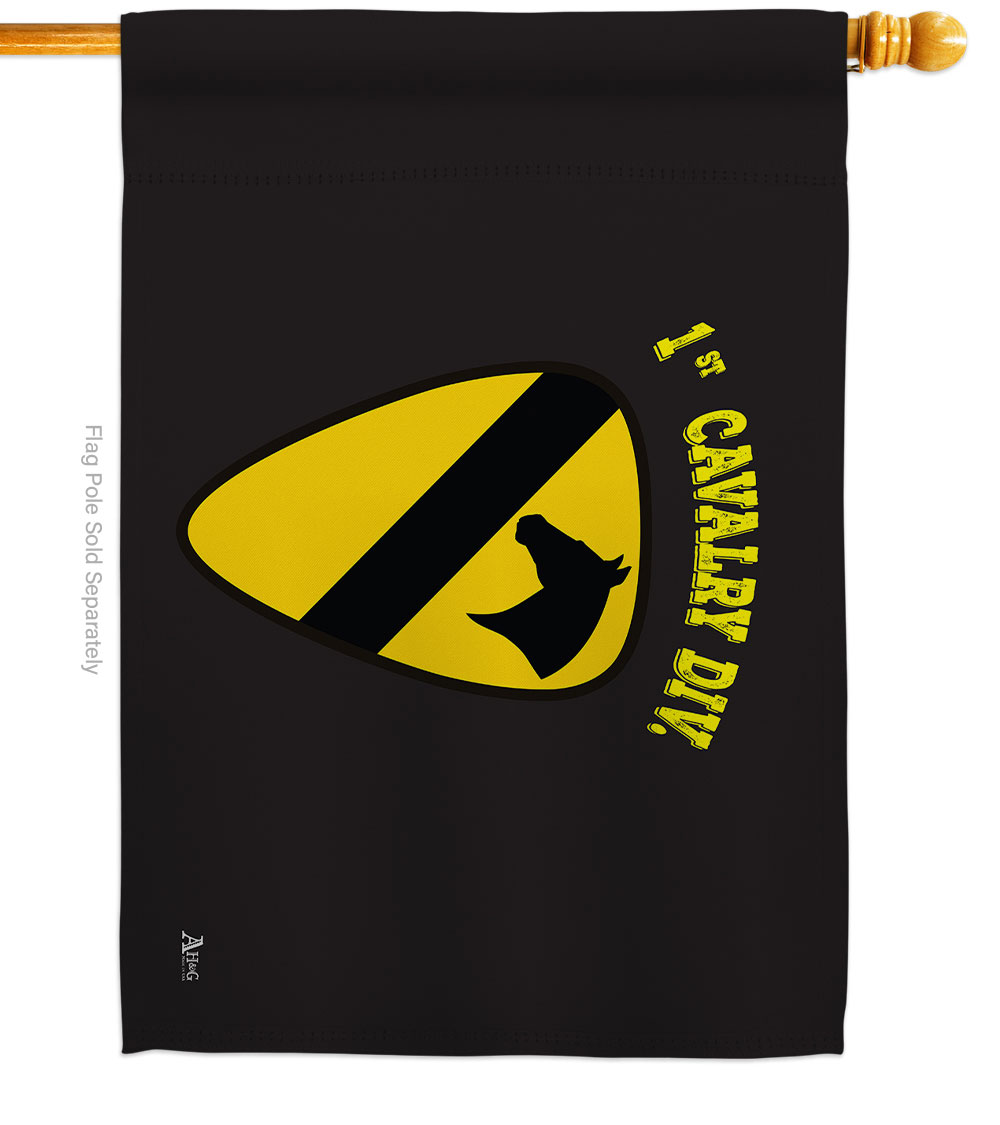 28 x 40 in. Black 1st Cavalry House Flag with Armed Forces Army Double-Sided Decorative Horizontal Flags Decoration Banner Garden Yard Gift