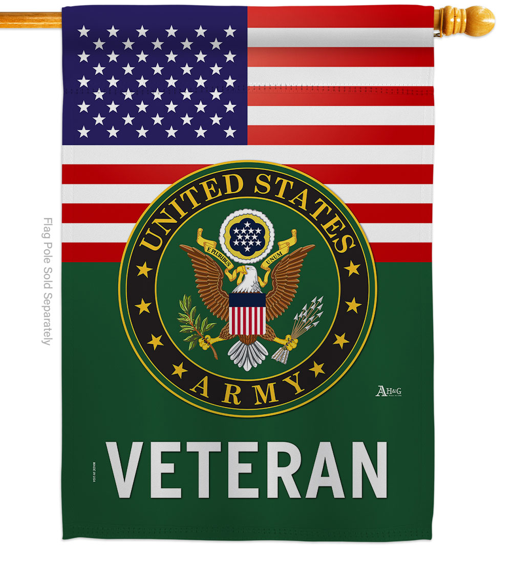 28 x 40 in. US Army Veteran House Flag with Armed Forces Double-Sided Decorative Vertical Flags Decoration Banner Garden Yard Gift