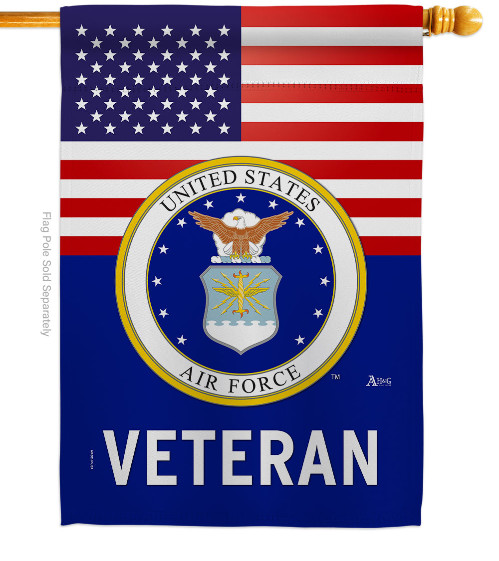 28 x 40 in. US Air Force Veteran House Flag with Armed Forces Double-Sided Decorative Vertical Flags Decoration Banner Garden Yard Gift