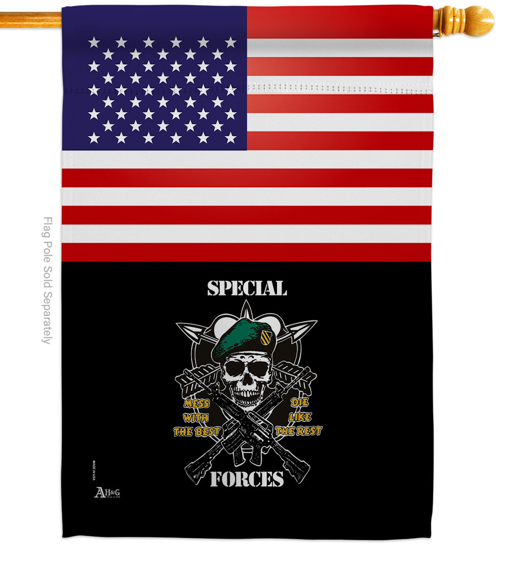 28 x 40 in. US Special Forces House Flag with Armed Army Double-Sided Decorative Vertical Flags Decoration Banner Garden Yard Gift