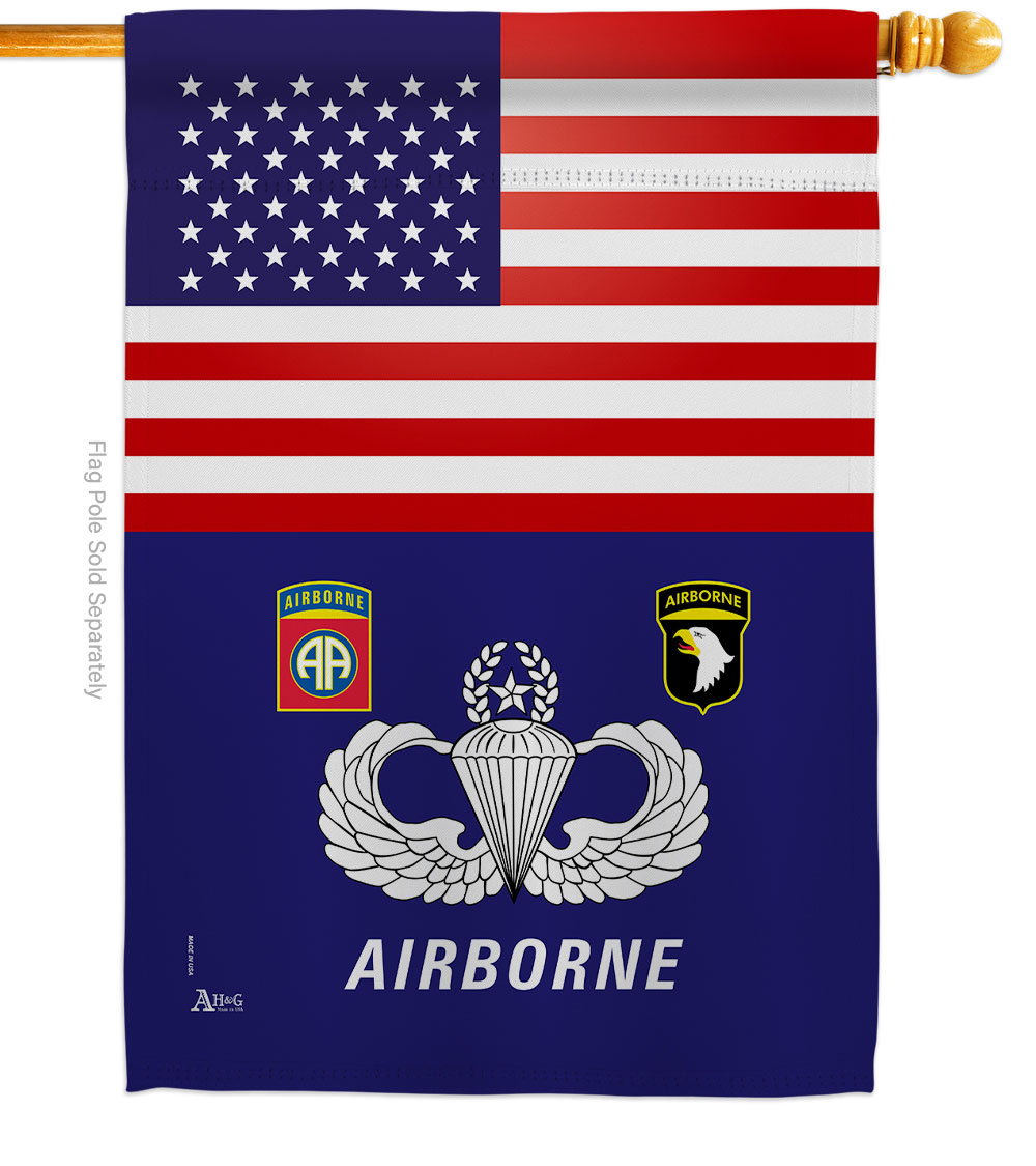 28 x 40 in. US Airborne House Flag with Armed Forces Army Double-Sided Decorative Vertical Flags Decoration Banner Garden Yard Gift