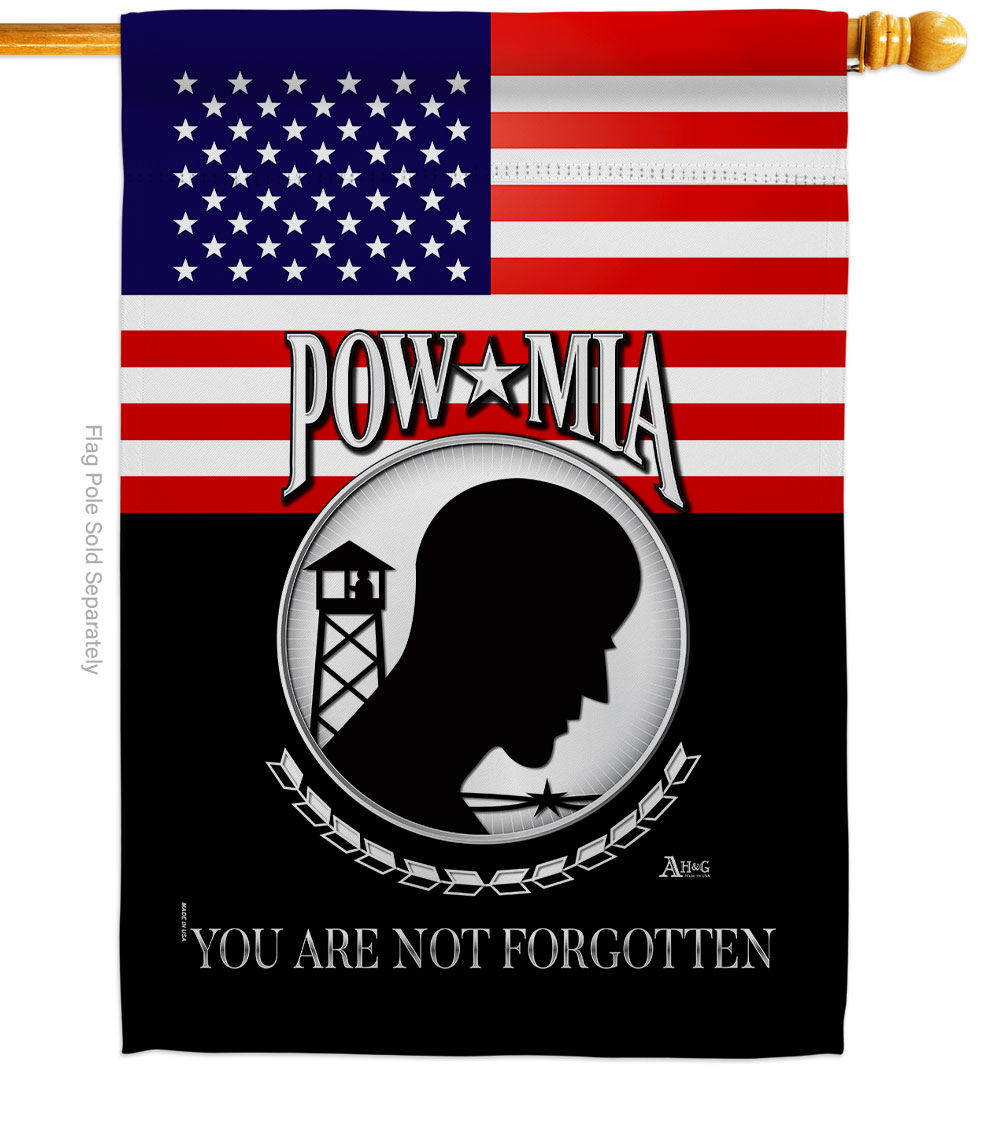 H140626-BO 28 x 40 in. US POW MIA House Flag with Armed Forces Service Double-Sided Decorative Vertical Flags Decoration Banner Garden Yard Gift