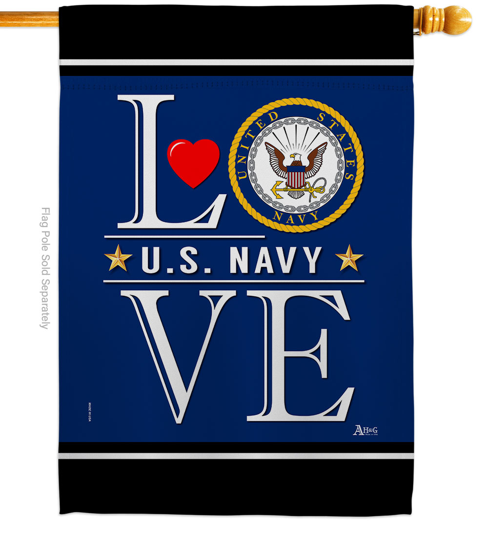 28 x 40 in. US Navy Love House Flag with Armed Forces Double-Sided Decorative Vertical Flags Decoration Banner Garden Yard Gift