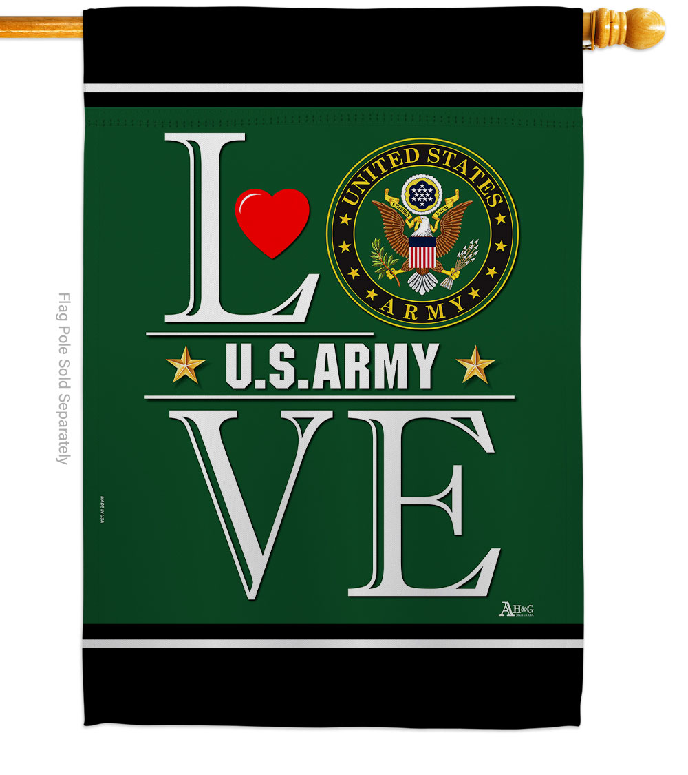 28 x 40 in. US Army Love House Flag with Armed Forces Double-Sided Decorative Vertical Flags Decoration Banner Garden Yard Gift