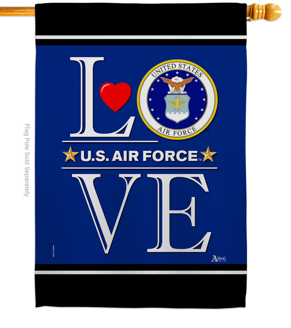 28 x 40 in. US Air Force Love House Flag with Armed Forces Double-Sided Decorative Vertical Flags Decoration Banner Garden Yard Gift