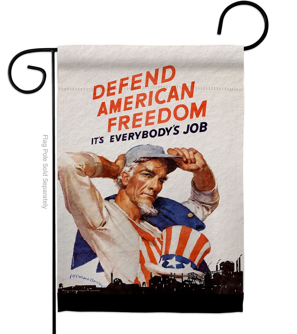 13 x 18.5 in. Defend American Freedom Garden Flag with Armed Forces Service Double-Sided Decorative Vertical Flags House Decoration Banner Yard Gift