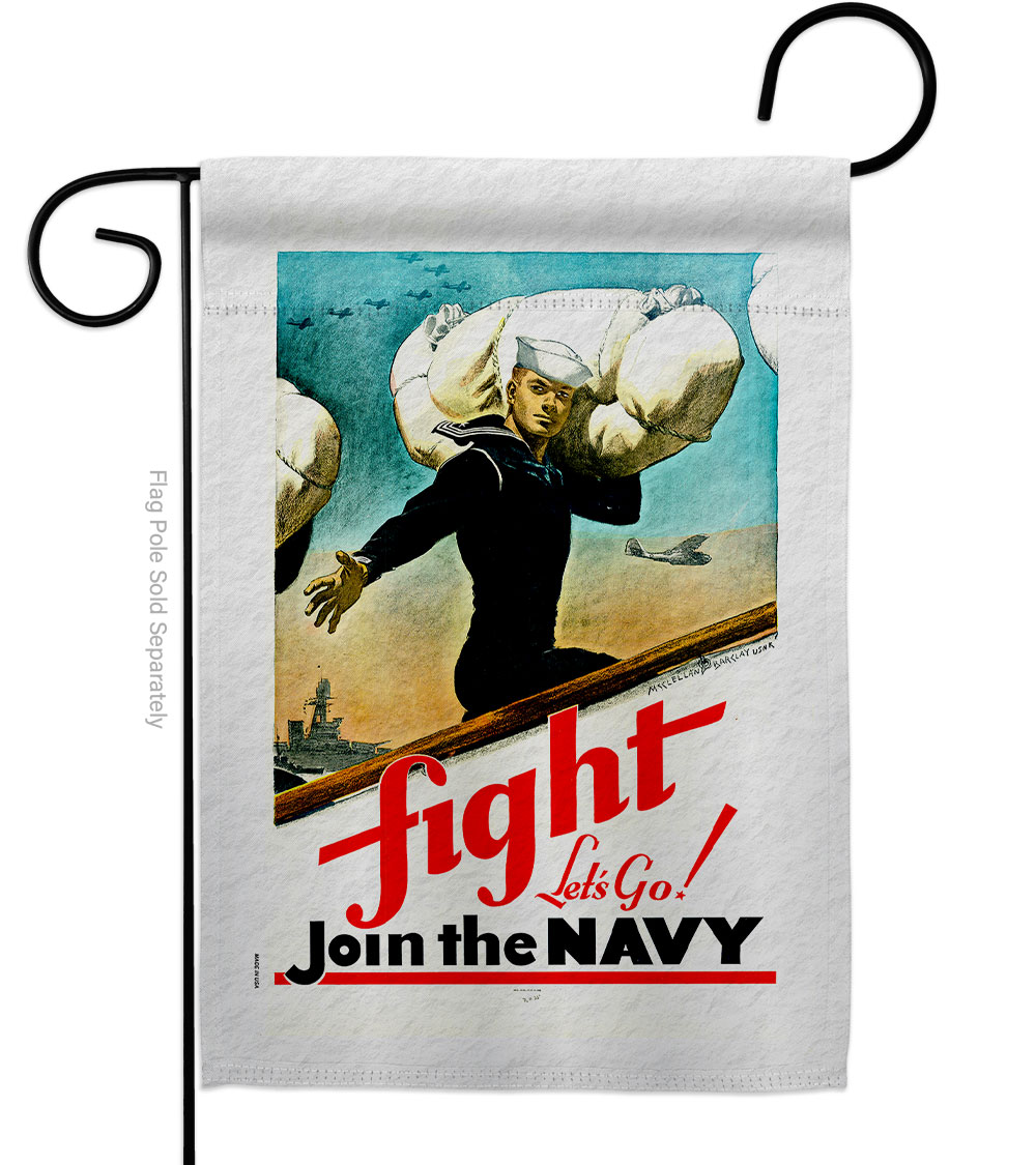13 x 18.5 in. Fight Lets Go Garden Flag with Armed Forces Navy Double-Sided Decorative Vertical Flags House Decoration Banner Yard Gift