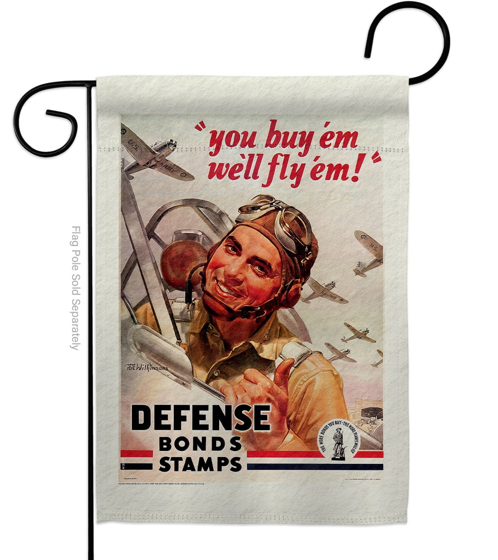 13 x 18.5 in. Defense Bonds Garden Flag with Armed Forces Army Double-Sided Decorative Vertical Flags House Decoration Banner Yard Gift