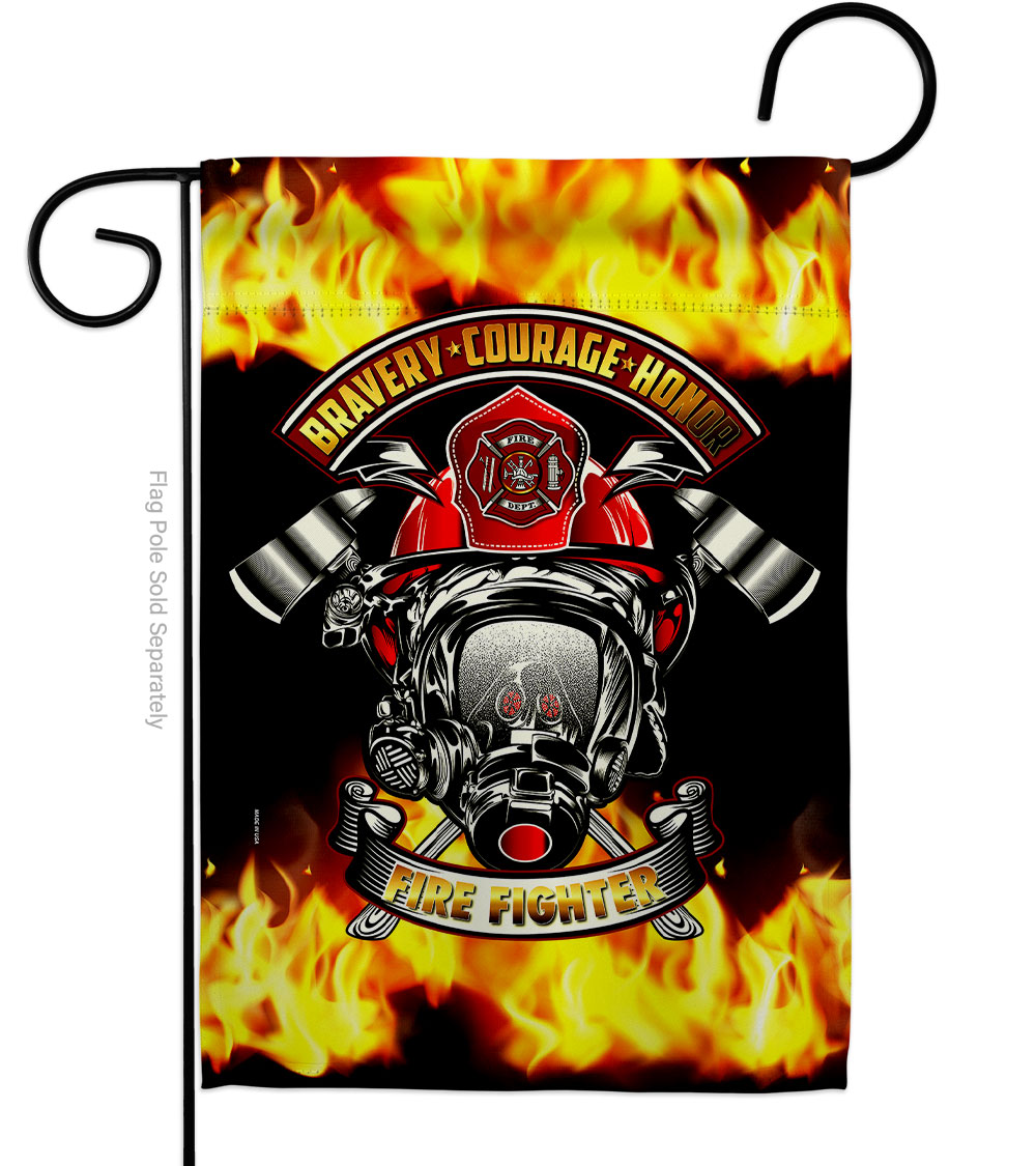 13 x 18.5 in. Bravery Firefighter Garden Flag with Armed Forces Double-Sided Decorative Vertical Flags House Decoration Banner Yard Gift