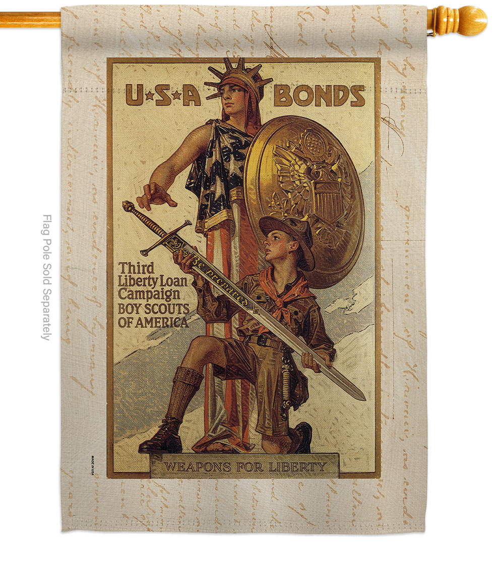 H183000-BO 28 x 40 in. USA Bonds House Flag with Armed Forces Veterans Double-Sided Decorative Vertical Flags Decoration Banner Garden Yard Gift