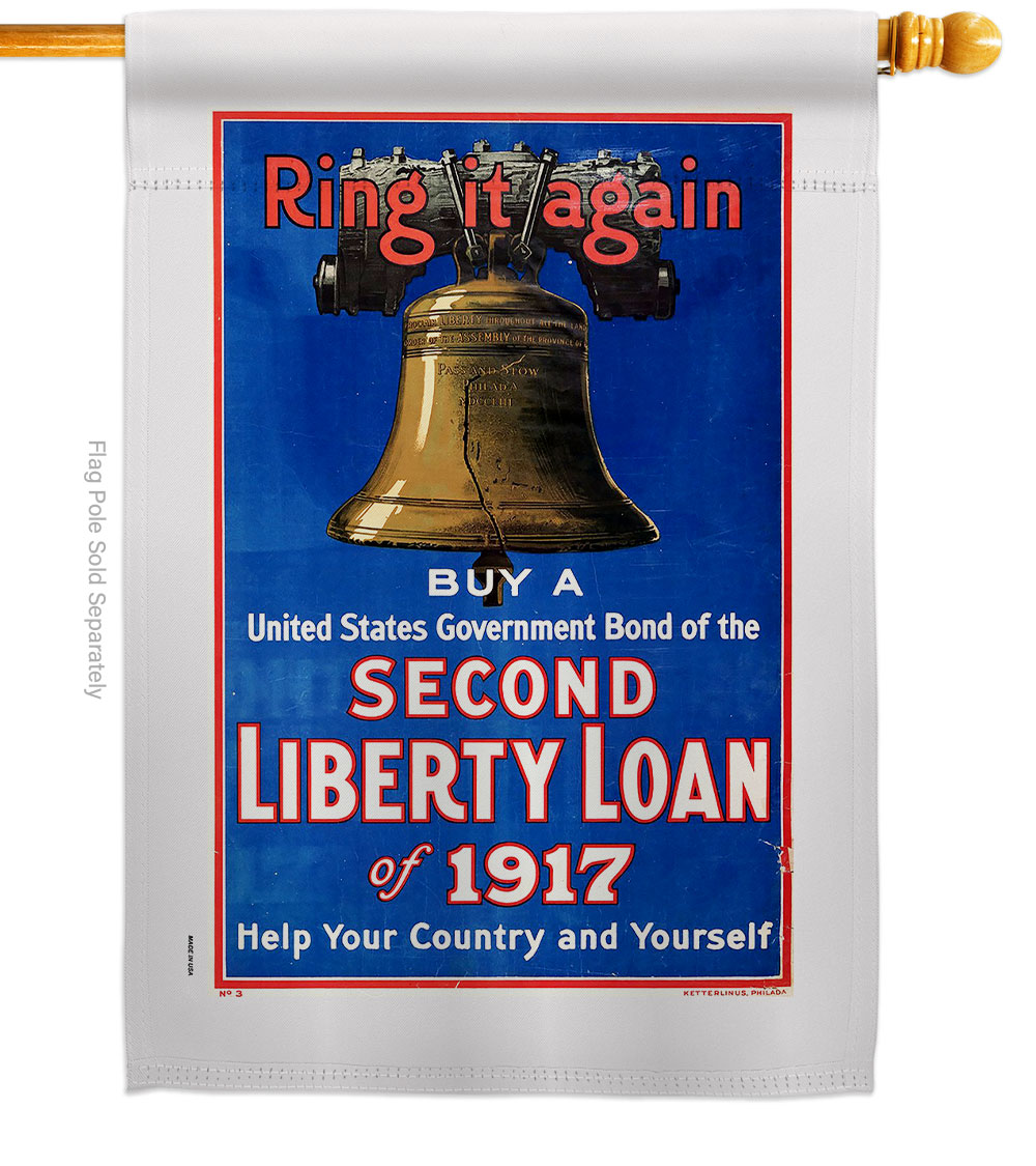 28 x 40 in. Second Liberty Loan House Flag with Armed Forces Service Double-Sided Decorative Vertical Flags Decoration Banner Garden Yard Gift