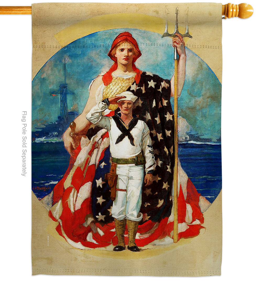 28 x 40 in. Navy Wartime House Flag with Armed Forces Double-Sided Decorative Vertical Flags Decoration Banner Garden Yard Gift