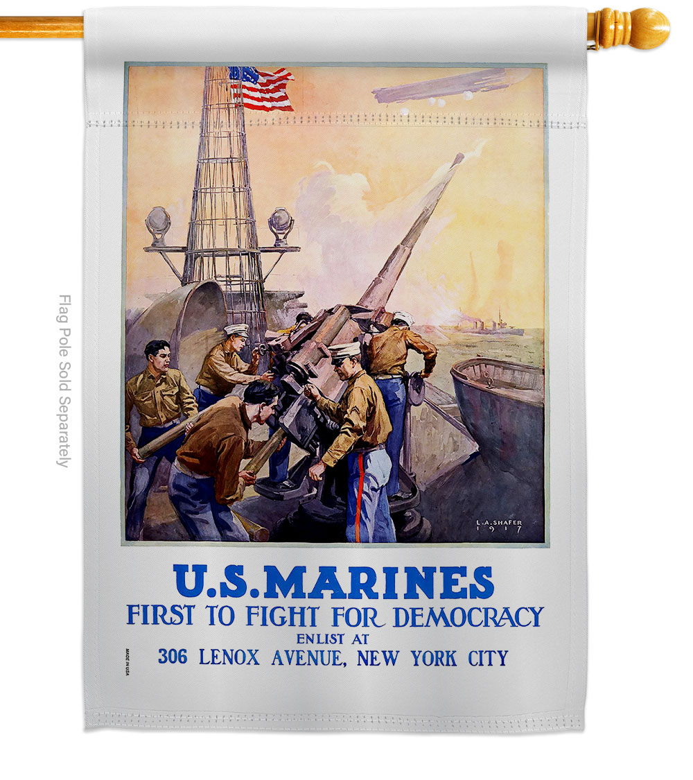 28 x 40 in. First to Fight House Flag with Armed Forces Marine Corps Double-Sided Decorative Vertical Flags Decoration Banner Garden Yard Gift