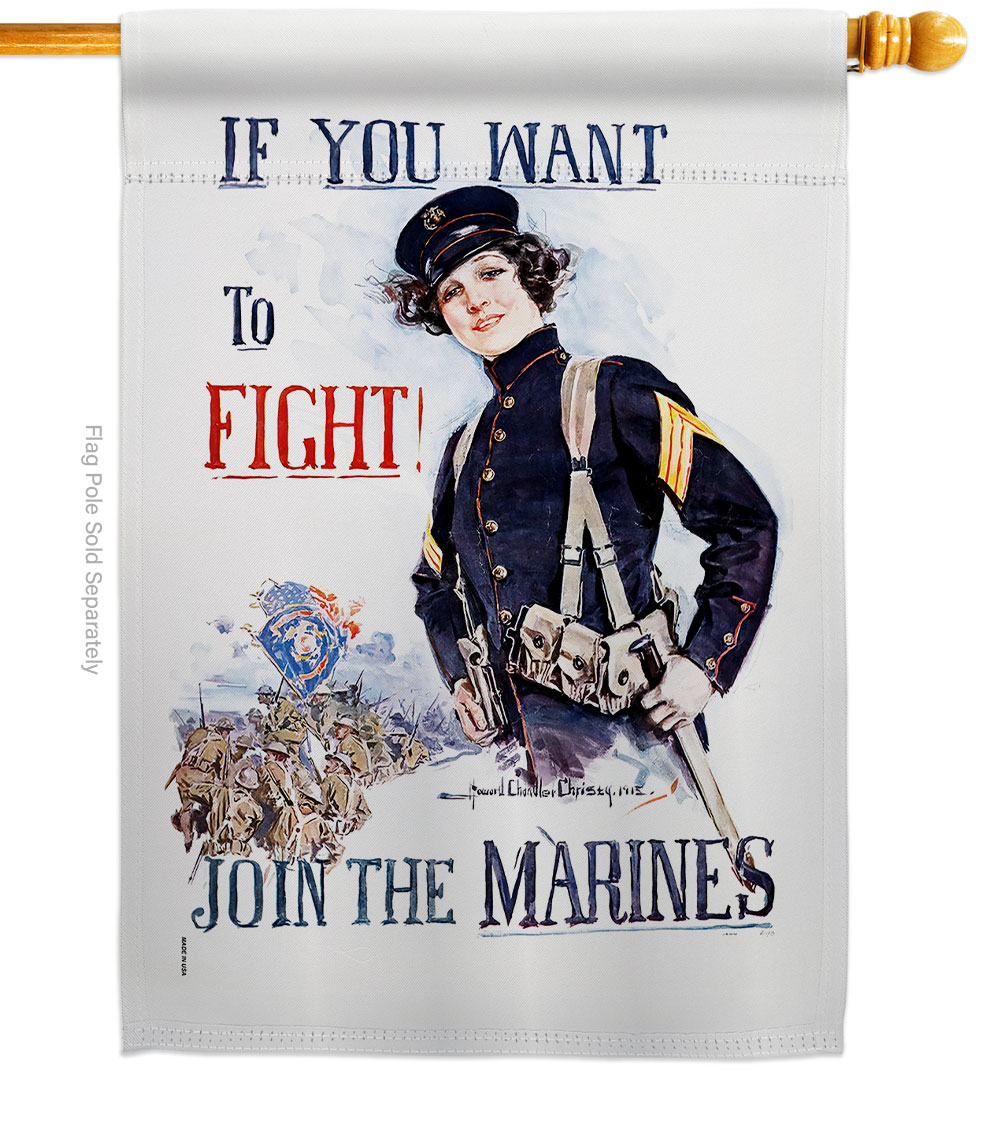 28 x 40 in. Join the Marines House Flag with Armed Forces Marine Corps Double-Sided Decorative Vertical Flags Decoration Banner Garden Yard Gift