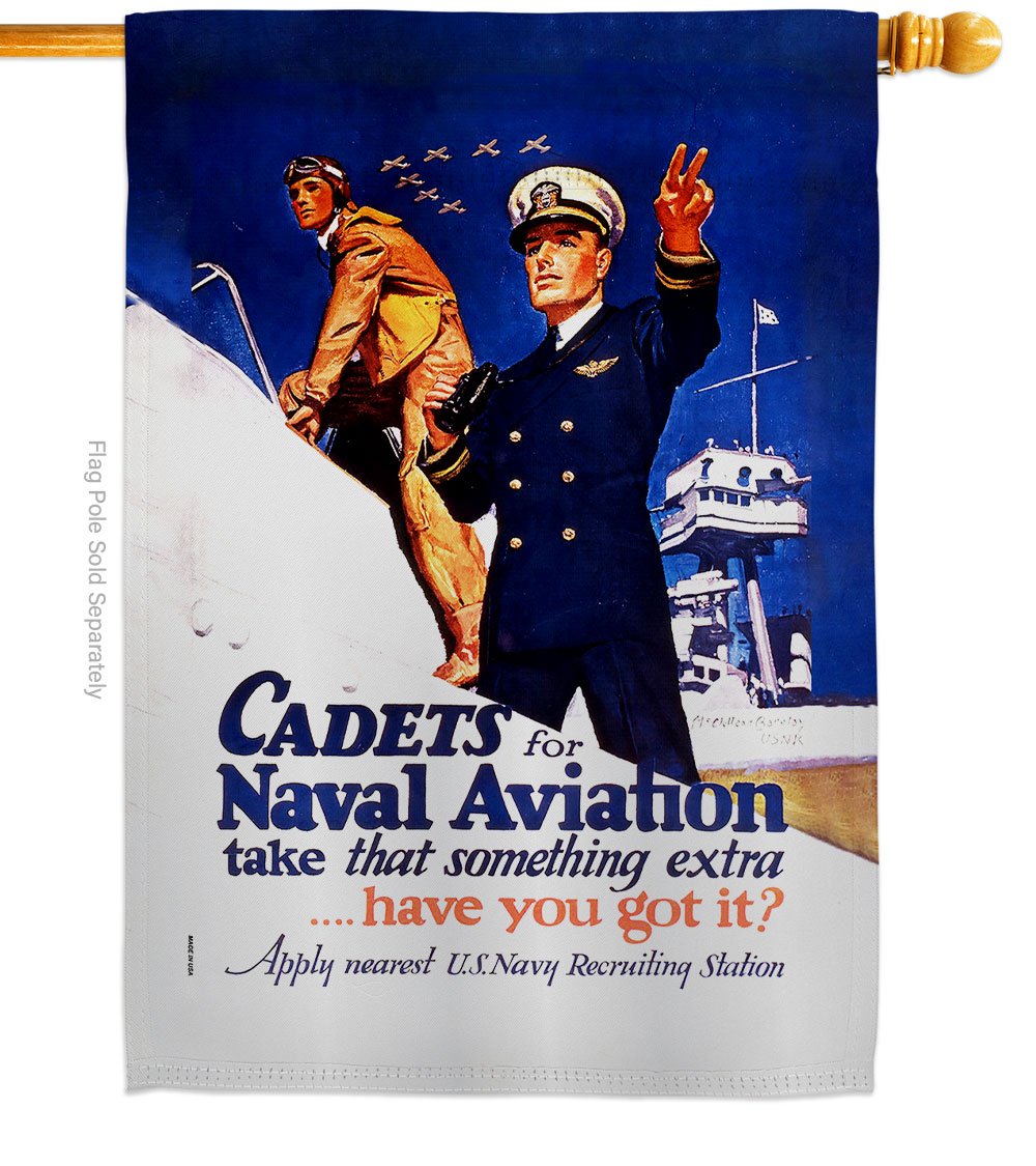 28 x 40 in. Cadets for Naval Aviation House Flag with Armed Forces Navy Double-Sided Decorative Vertical Flags Decoration Banner Garden Yard Gift