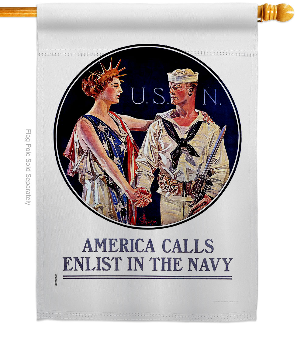 H183011-BO 28 x 40 in. Enlist in the Navy House Flag with Armed Forces Double-Sided Decorative Vertical Flags Decoration Banner Garden Yard Gift