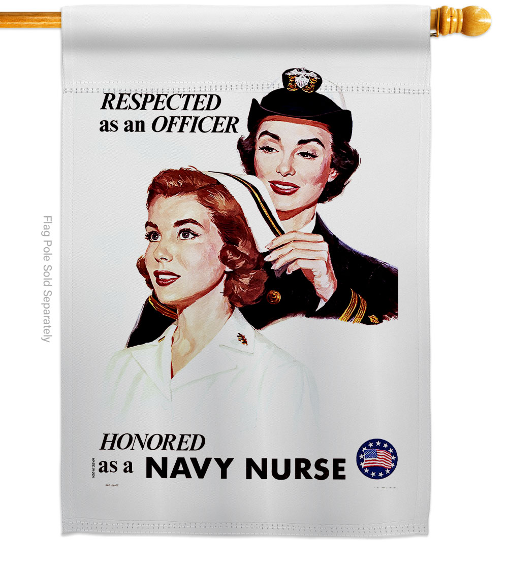 28 x 40 in. Honor Navy Nurse House Flag with Armed Forces Double-Sided Decorative Vertical Flags Decoration Banner Garden Yard Gift