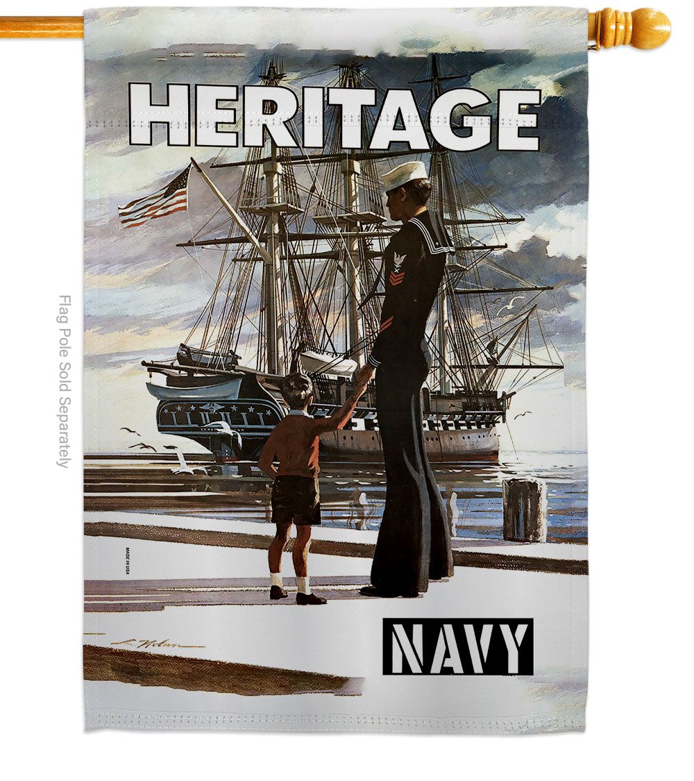 28 x 40 in. Heritage US House Flag with Armed Forces Navy Double-Sided Decorative Vertical Flags Decoration Banner Garden Yard Gift