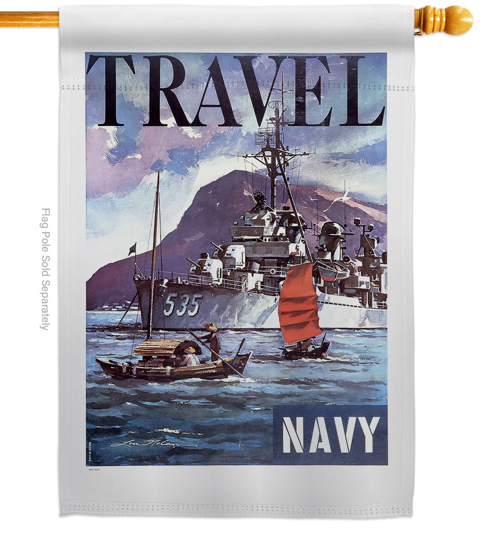 28 x 40 in. Traval Navy House Flag with Armed Forces Double-Sided Decorative Vertical Flags Decoration Banner Garden Yard Gift