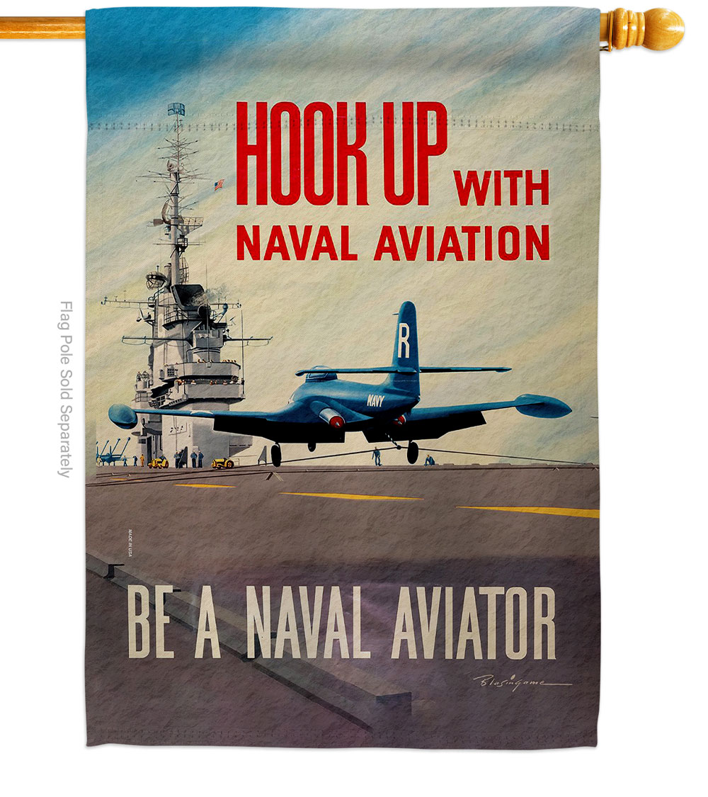 28 x 40 in. Hook Up Naval Aviation House Flag with Armed Forces Navy Double-Sided Decorative Vertical Flags Decoration Banner Garden Yard Gift