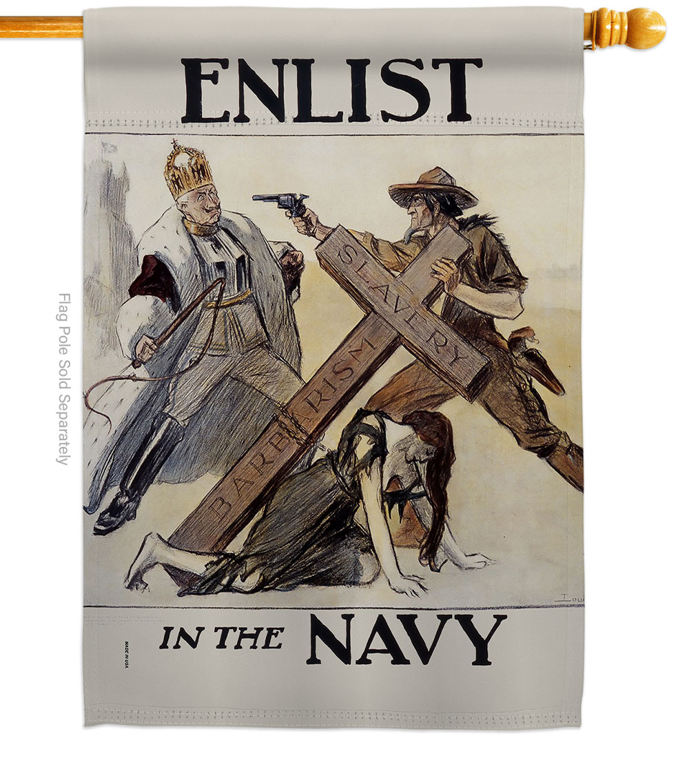 28 x 40 in. Slavery Barbarism House Flag with Armed Forces Navy Double-Sided Decorative Vertical Flags Decoration Banner Garden Yard Gift